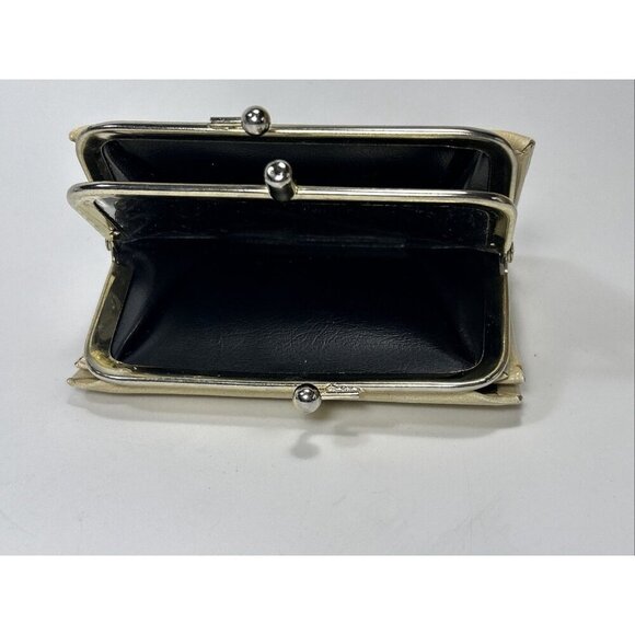 Vintage BUXTON DuoFold Wallet Cream Cowhide Leather Cards License Kiss Lock - Picture 10 of 13